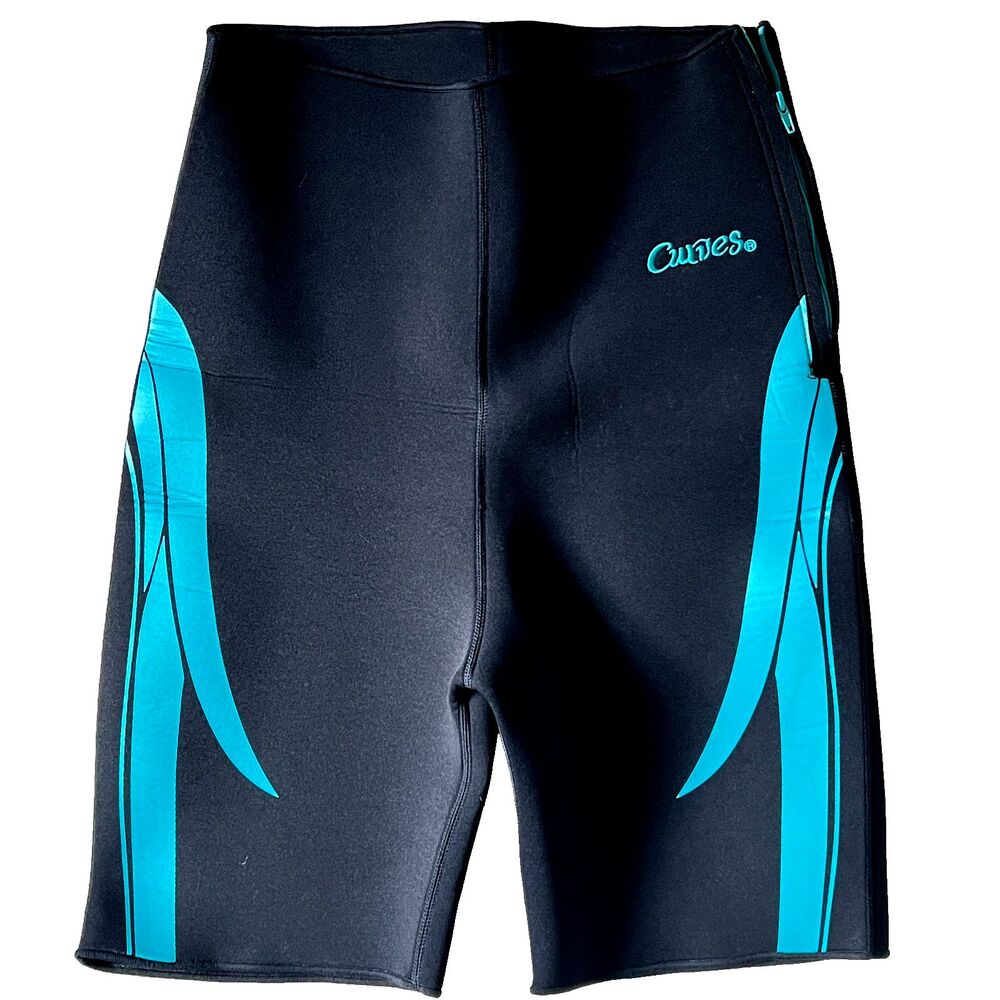 Curves Womens Compression Shorts L Black Neoprene